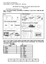 Đề thi đề xuất học kỳ I môn Tiếng Anh Lớp 9 - Năm học 2018-2019